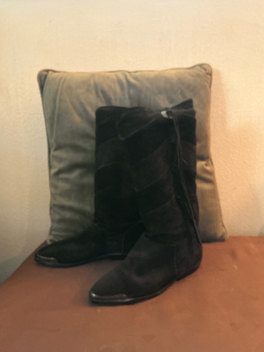 Black Suede Mid-Calf Boots